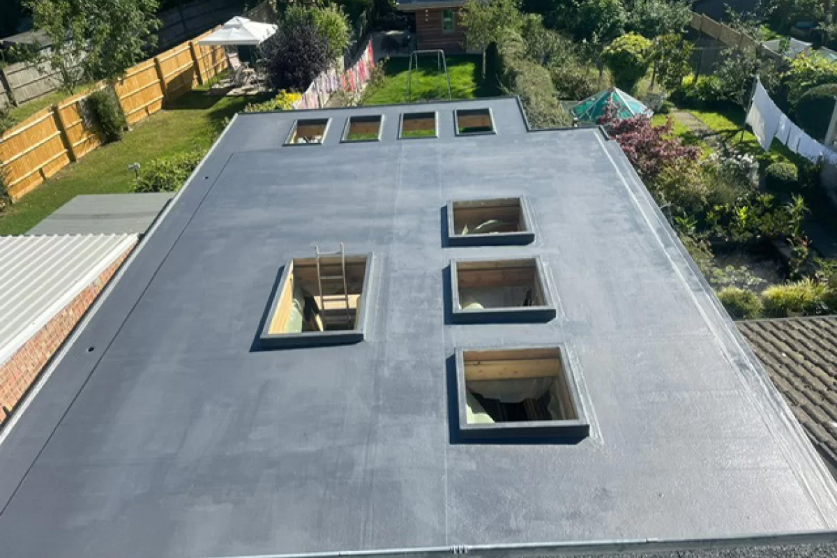 Modern residential flat roof with rooflights